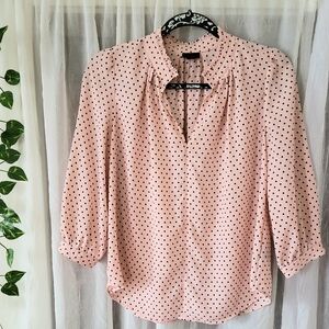 Coral pink polka dot blouse